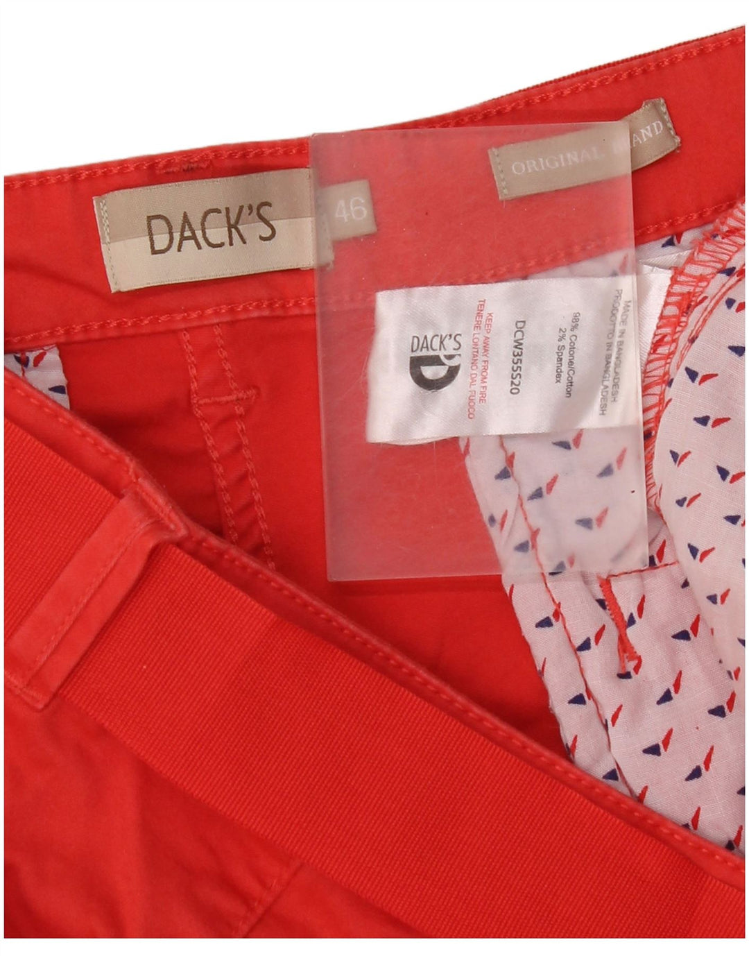 Pantaloni scurți chino Dack's Regular Fit IT 46 Large W34 Bumbac roșu