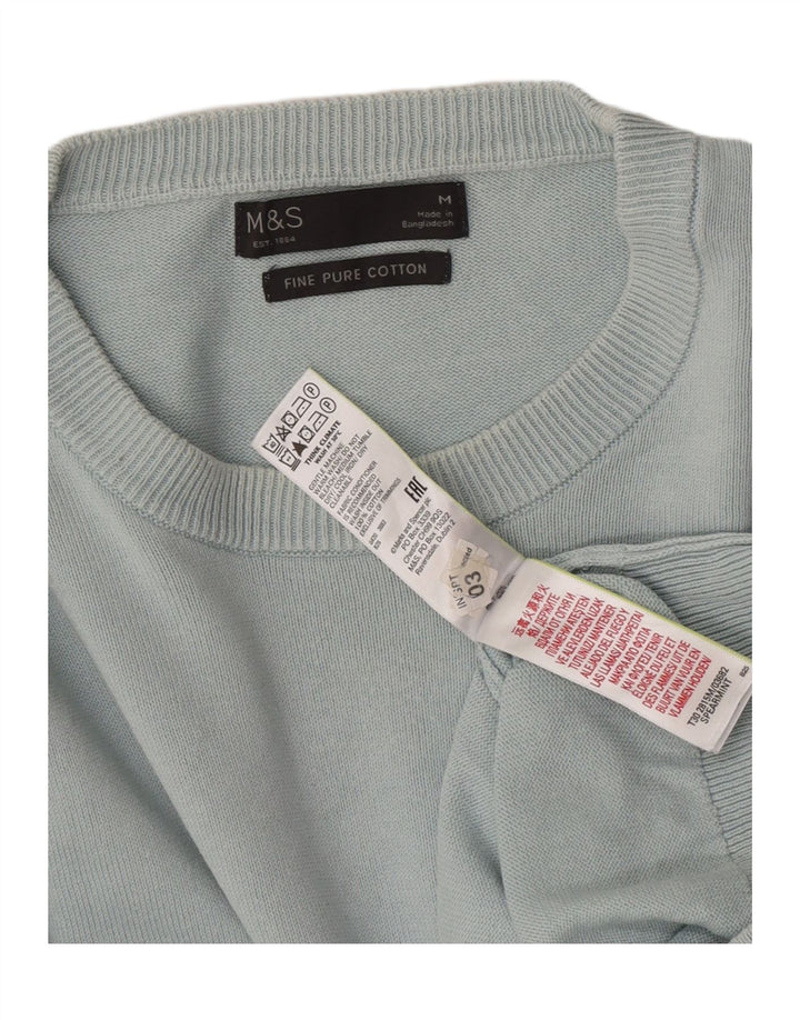 Pulover pentru bărbați Marks & Spencer, cu gât crew, bumbac albastru mediu