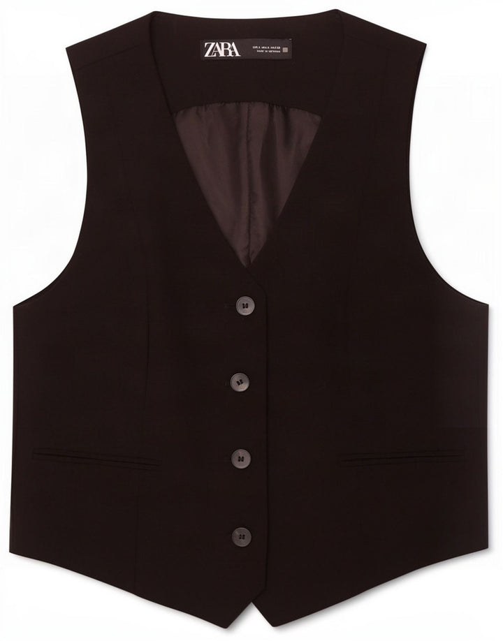 Zara Gilet pentru femei UK 10 Small Black Poliester
