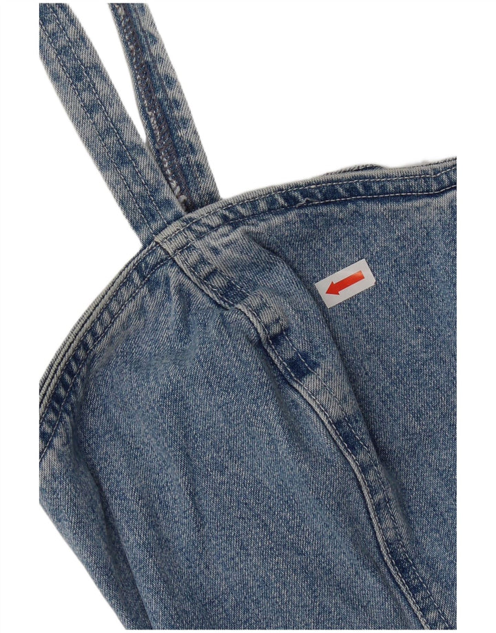 Mini rochie din denim vintage pentru femei, fără mâneci, UK 12, bumbac albastru mediu
