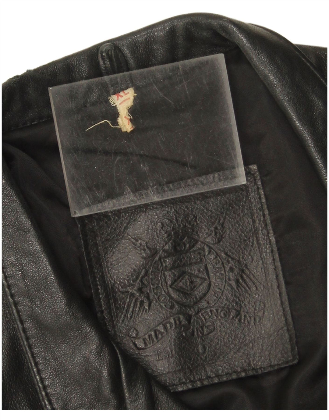 Palton din piele vintage pentru femei UK 18 XL din piele neagră
