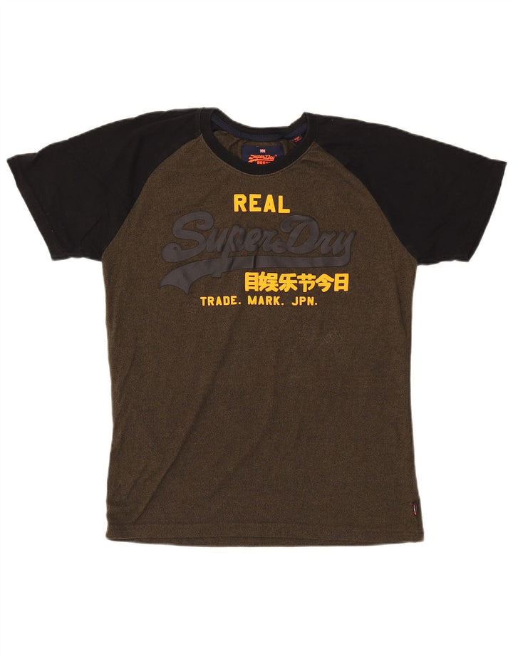 Tricou grafic pentru bărbați Superdry Top Medium Khaki Colorblock Bumbac