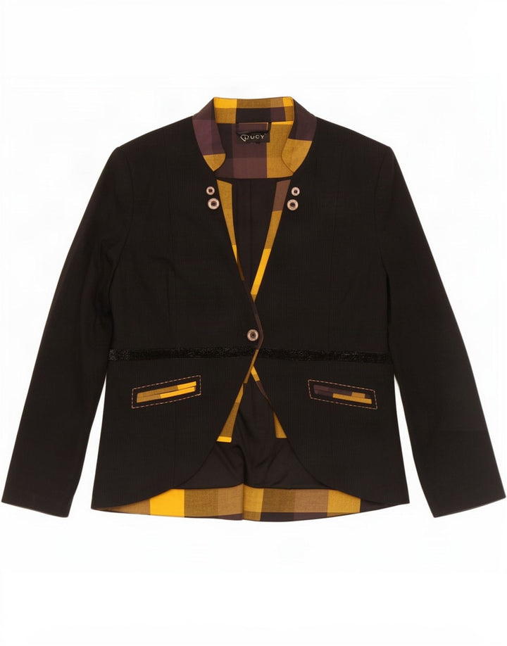 Sacou Lucy pentru femei cu 1 nasture, UK 14 Medium Black Colorblock