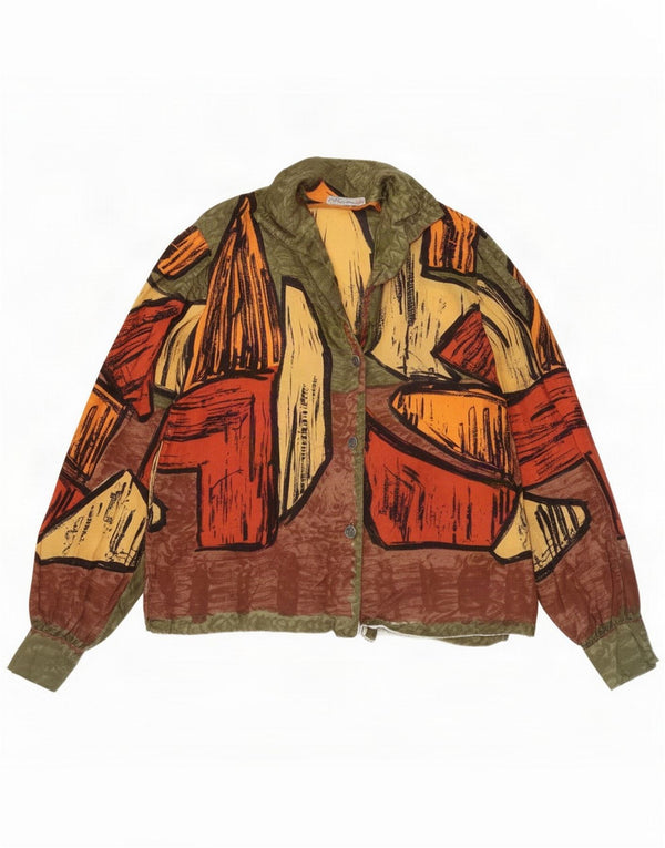Bluză de cămașă vintage pentru femei UK 12 Medium Multicolor Geometric