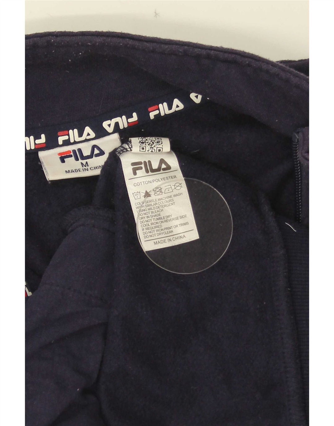 Pulover Fila pentru bărbați, cu grafic, cu fermoar, cu decolteu, mediu, bleumarin, color block