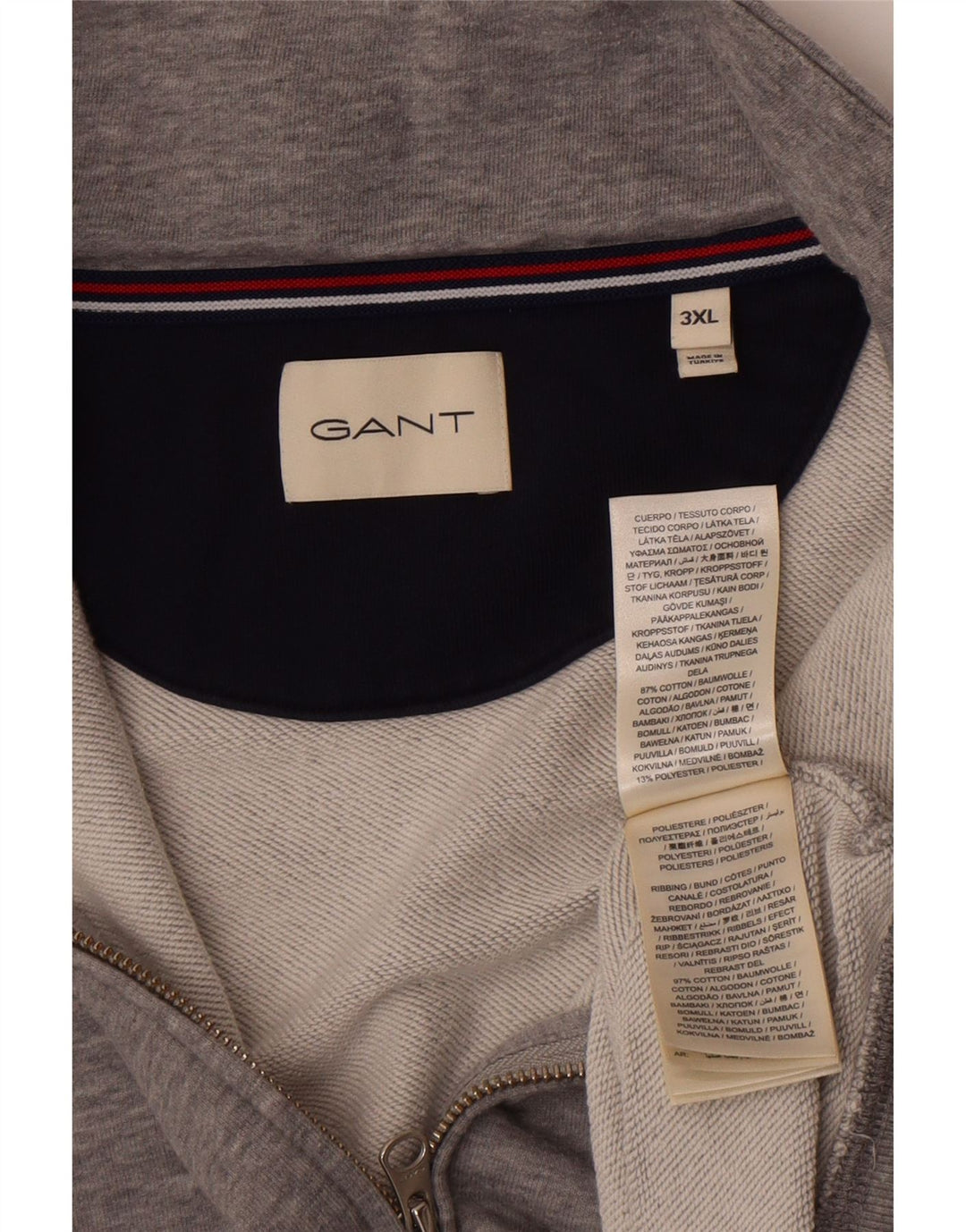 Jachetă de trening Gant pentru bărbați, bumbac gri 3XL