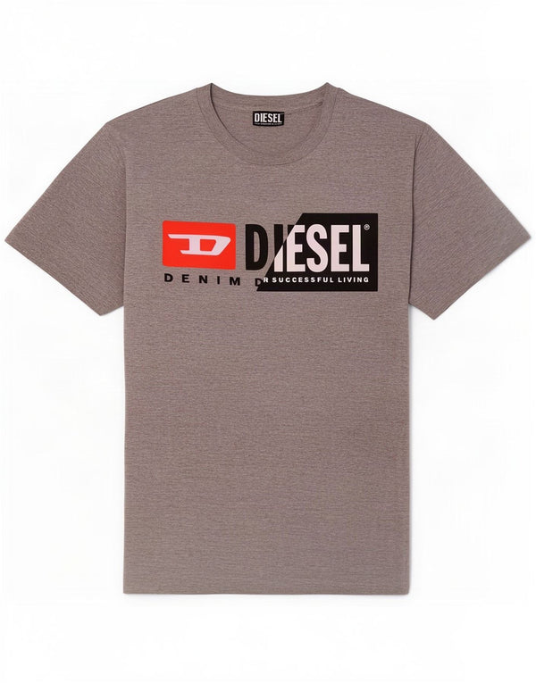 Tricou grafic pentru bărbați Diesel Top Medium Gri din bumbac cu pete
