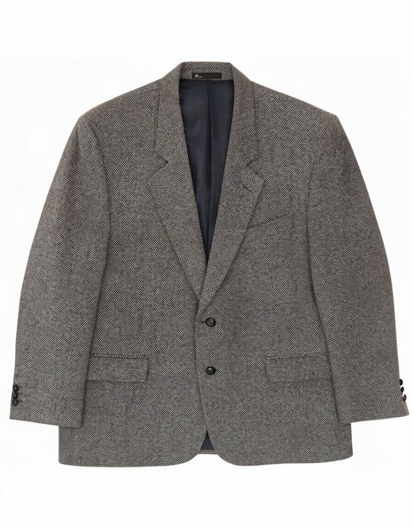Jachetă Bhs pentru bărbați Harris Tweed cu 2 nasturi, UK 46 3XL, lână gri