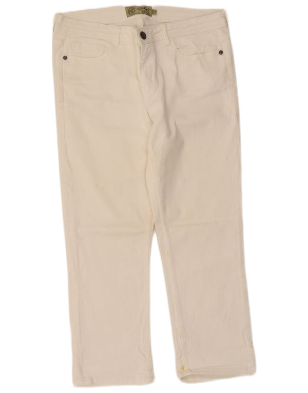 Fat Face Blugi tăiați pentru femei UK 14 Large W34 L24 Bumbac alb