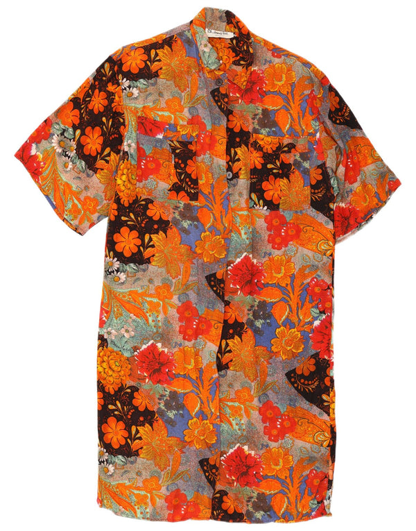 Rochie cămașă vintage pentru femei cu mâneci scurte UK 14 Medium Multicolor Floral