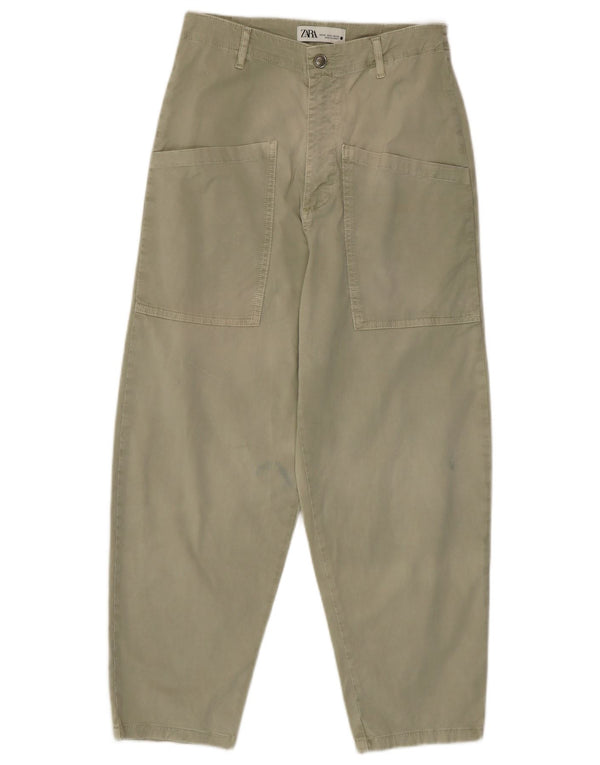 Pantaloni cargo pentru femei cu talie înaltă Zara EU 34 XS W24 L24 kaki