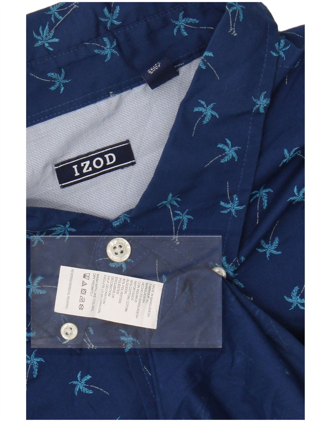 Cămașă cu mânecă scurtă pentru bărbați IZOD 3XL, bumbac cu flori albastre