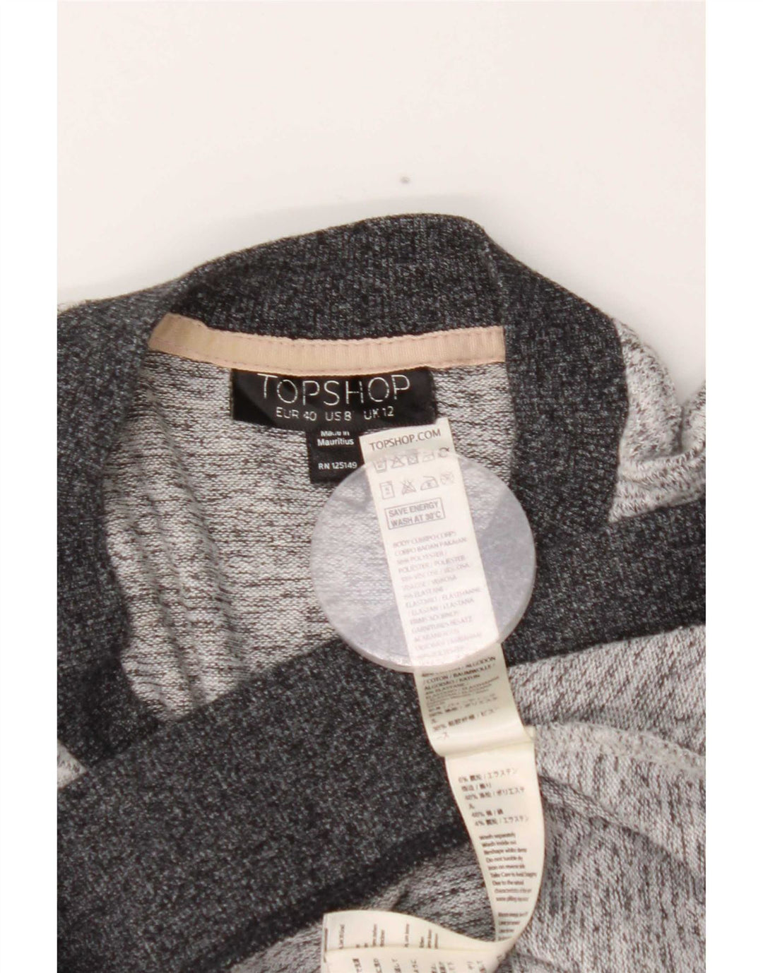 Pulover Topshop pentru femei cu decolteu triplu UK 12 Medium Gri Pete