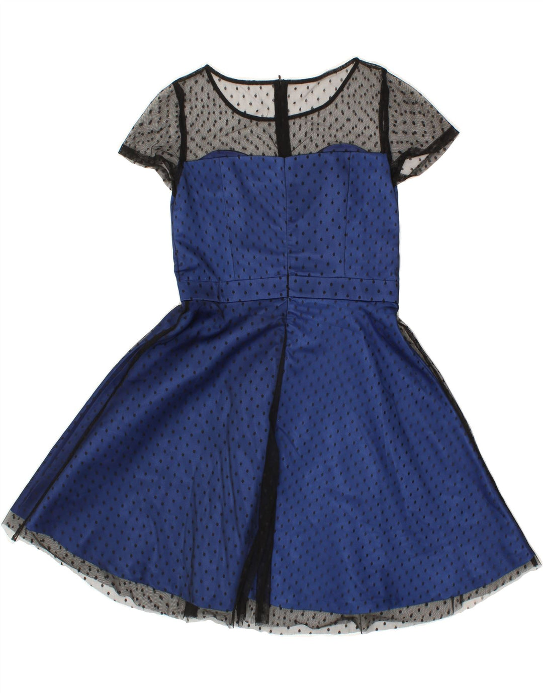 LINDY BOP Womens Swing Dress UK 12 Medium  Blue Spotted Polyester Vintage Lindy bop and Second-Hand Lindy bop from Messina Hembry 