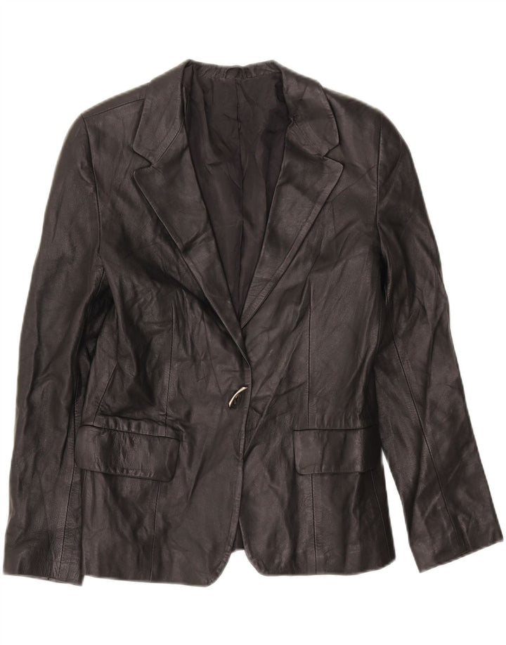 CONBIPEL Womens 1 Button Leather Blazer Jacket UK 12 Medium Black Leather Vintage Conbipel and Second-Hand Conbipel from Messina Hembry 