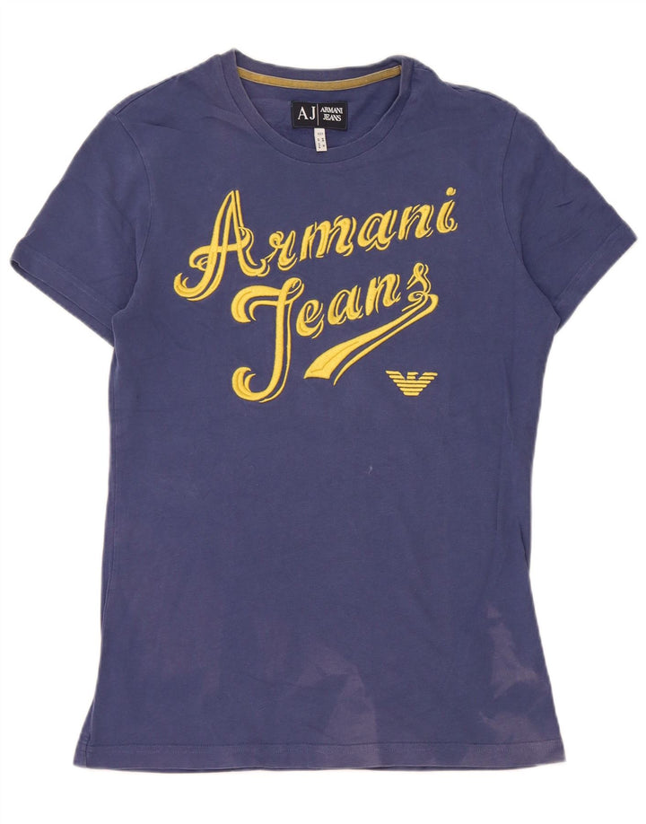 Tricou cu grafică pentru bărbați Armani Top din bumbac albastru mediu