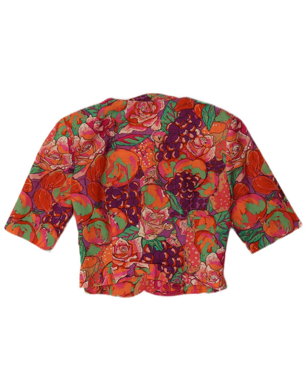 Bluză vintage pentru femei, cămașă crop UK 12 Medium Multicolor Floral