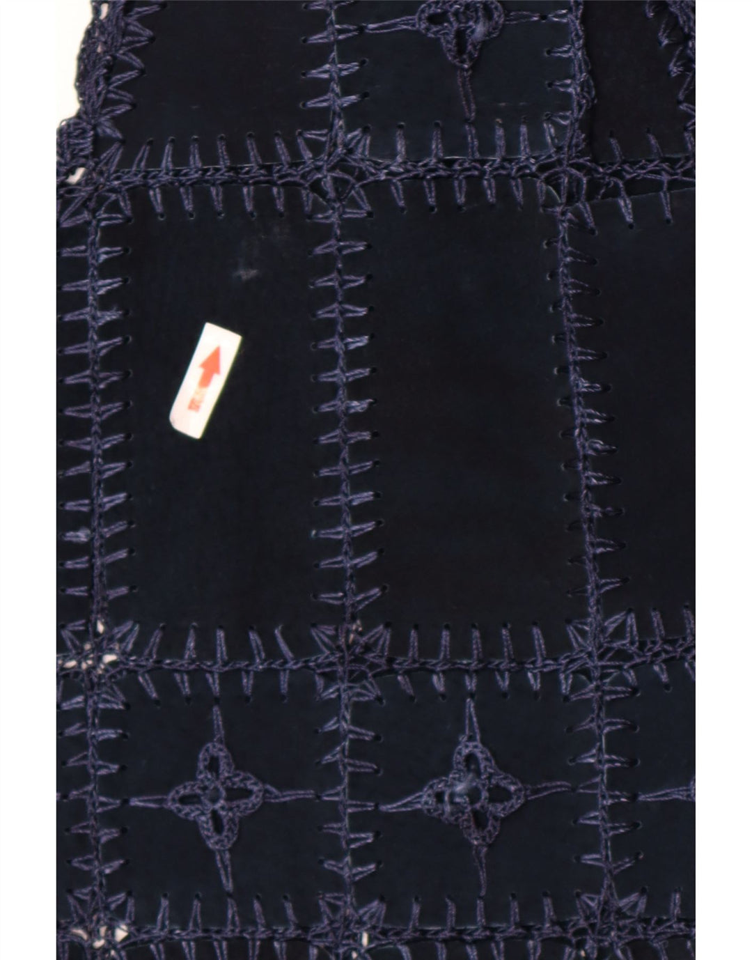 Gilet vintage pentru femei din piele intoarsa UK 14 Medium Bleumarin Patchwork