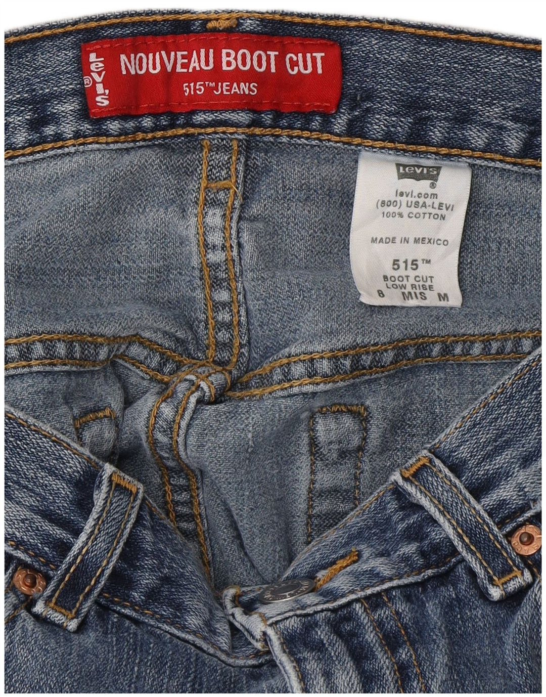 Jeans Levi's 515 cu talie joasă pentru femei US 8 Medium W30 L31 Bumbac albastru