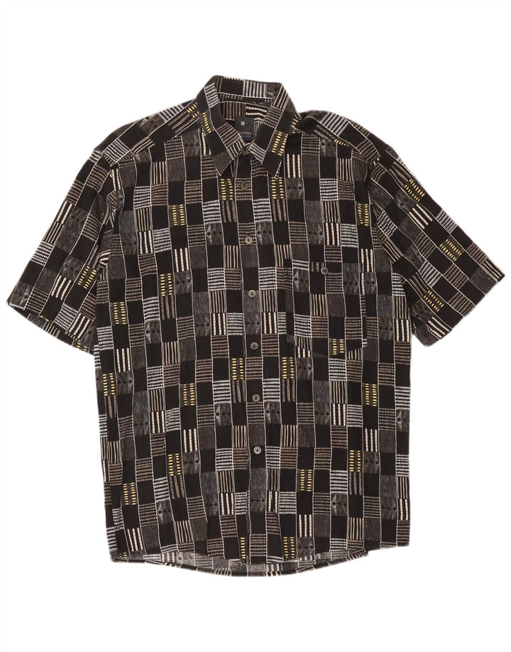Cămașă cu mânecă scurtă pentru bărbați Casa Moda Mărimea 40 Bumbac geometric negru mediu