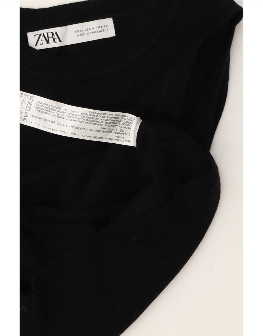 Vesta Crop Top pentru femei Zara UK 12 Medium Black Viscose