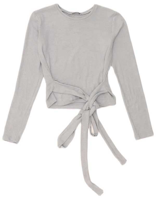 Crop Top pentru femei Zara cu mânecă lungă UK 10 Small Blue