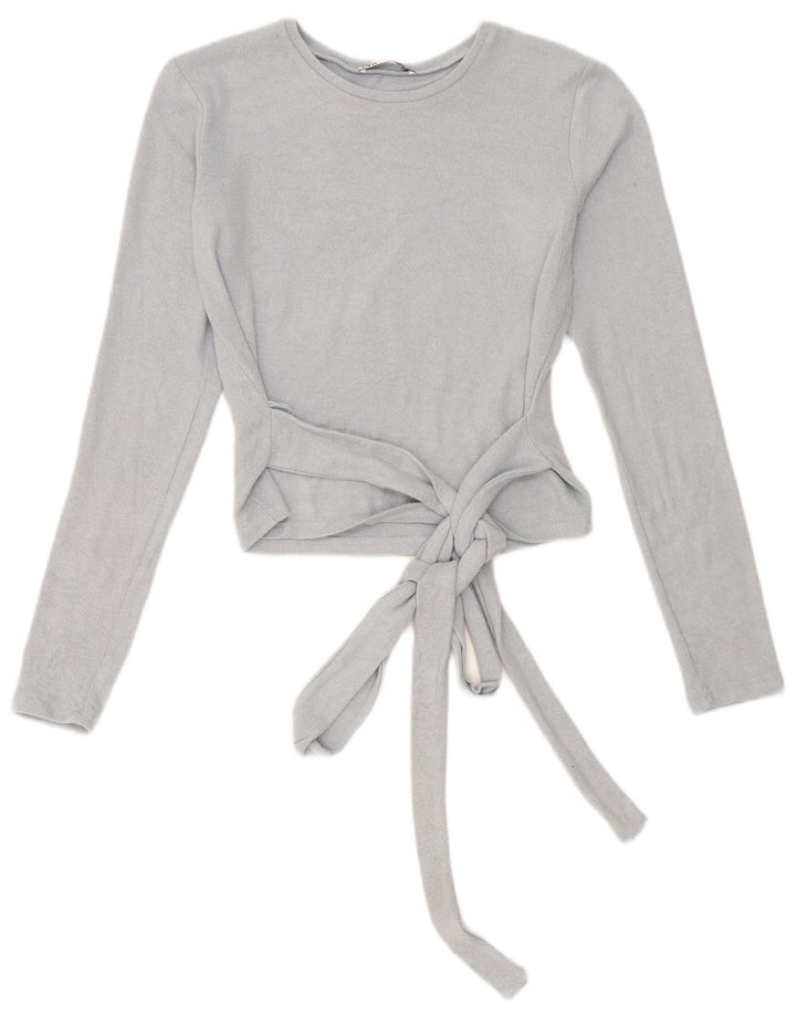 Crop Top pentru femei Zara cu mânecă lungă UK 10 Small Blue