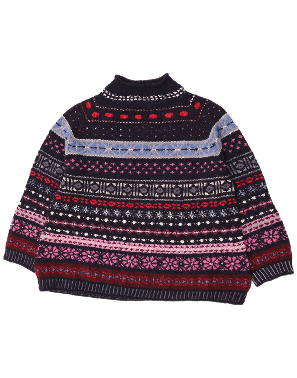 Pulover vintage cu gât țestoasă pentru femei UK 18 XL, retro, multicolor