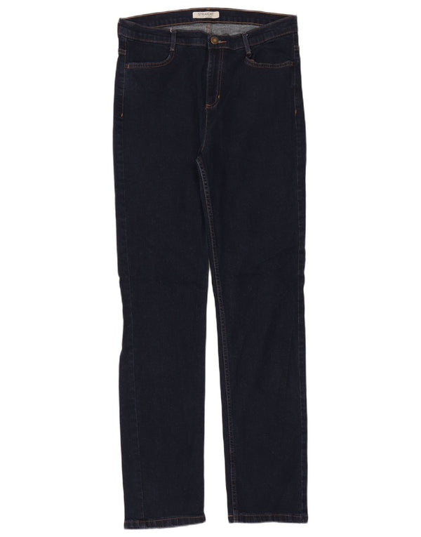 Marks & Spencer Womens Straight Jeans UK 14 Large W32 L32 Navy Blue Cotton