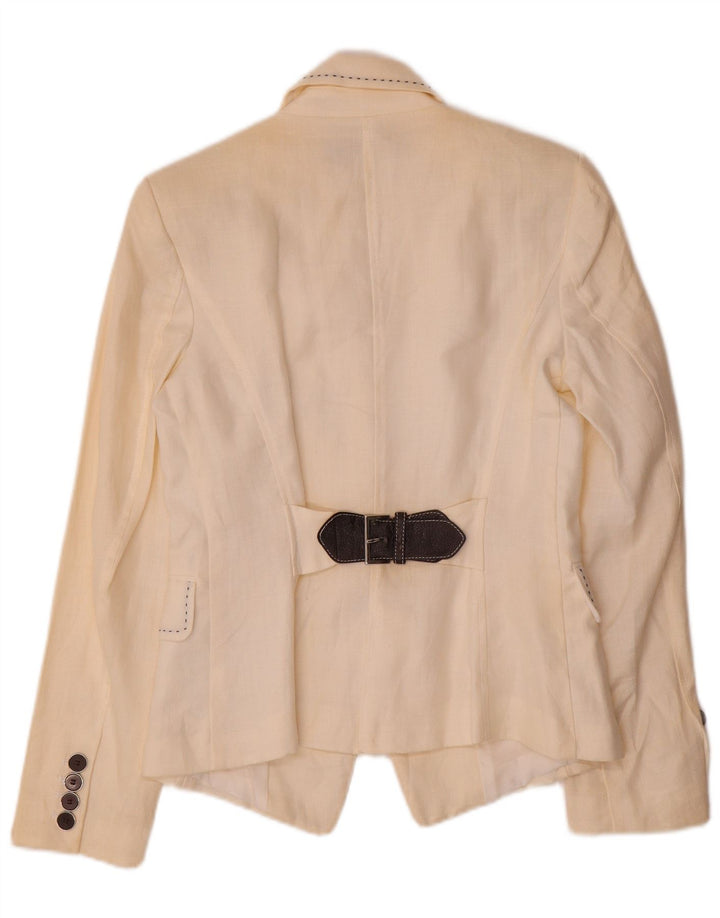 Blazer pentru femei Zara cu 1 nasture UK 12 Poliester alb mediu