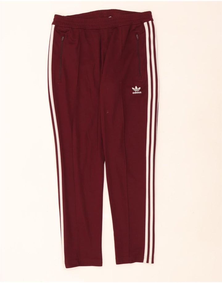 Pantaloni de trening Adidas pentru bărbați, bumbac mediu burgundy
