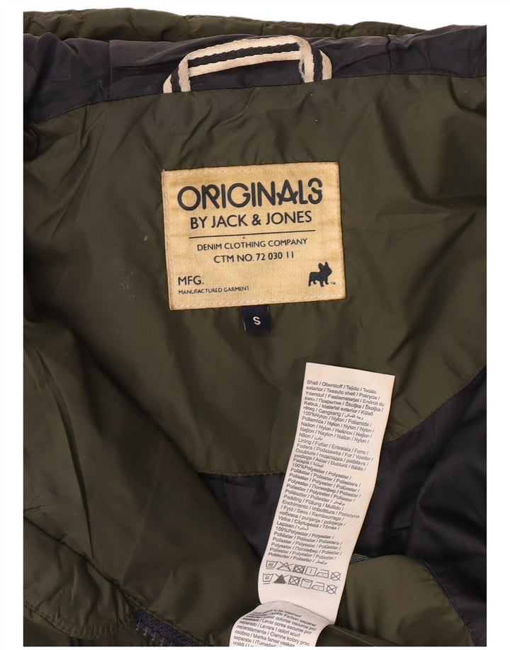 Jack & Jones Jachetă căptușită cu glugă pentru bărbați UK 36 Nailon mic kaki