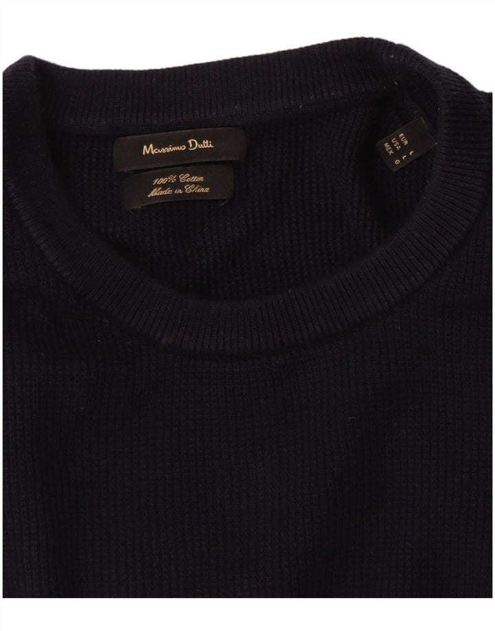 Pulover Massimo Dutti pentru bărbați, cu mânecă scurtă, cu decolteu, mare, bleumarin