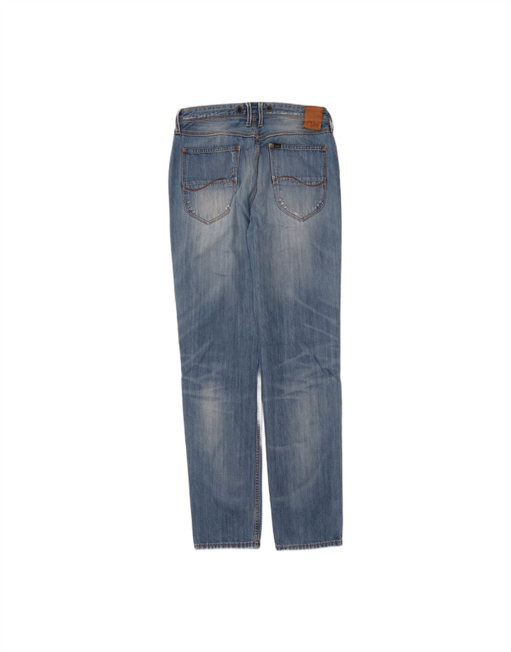 LEE Mens Logger Distressed Straight Jeans W30 L34 Blue Cotton