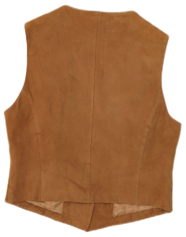 Stefanel Womens Suede Waistcoat UK 12 Medium Beige Leather