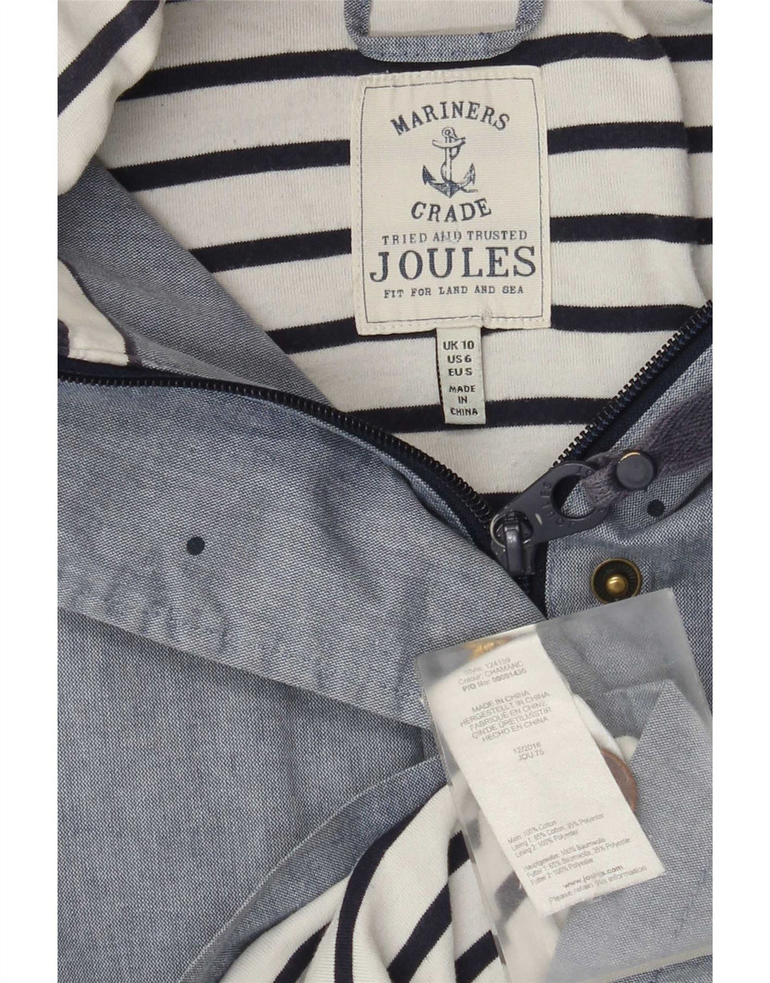 Jachetă Windbreaker supradimensionată pentru femei cu glugă Joules UK 10 Small Blue Spotted