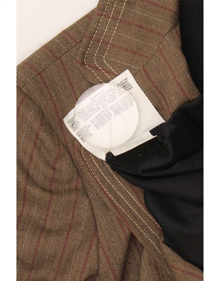 Blazer pentru femei Max & Co. Jachetă cu 3 nasturi UK 12 Acetat cu dungi maro mediu