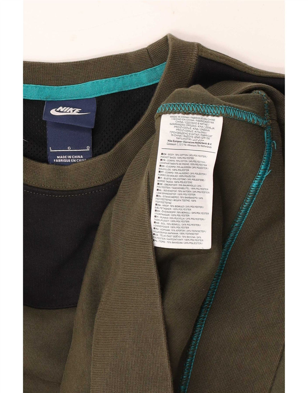 Hanorac pentru bărbați Nike Pulover mare Kaki Bumbac color bloc