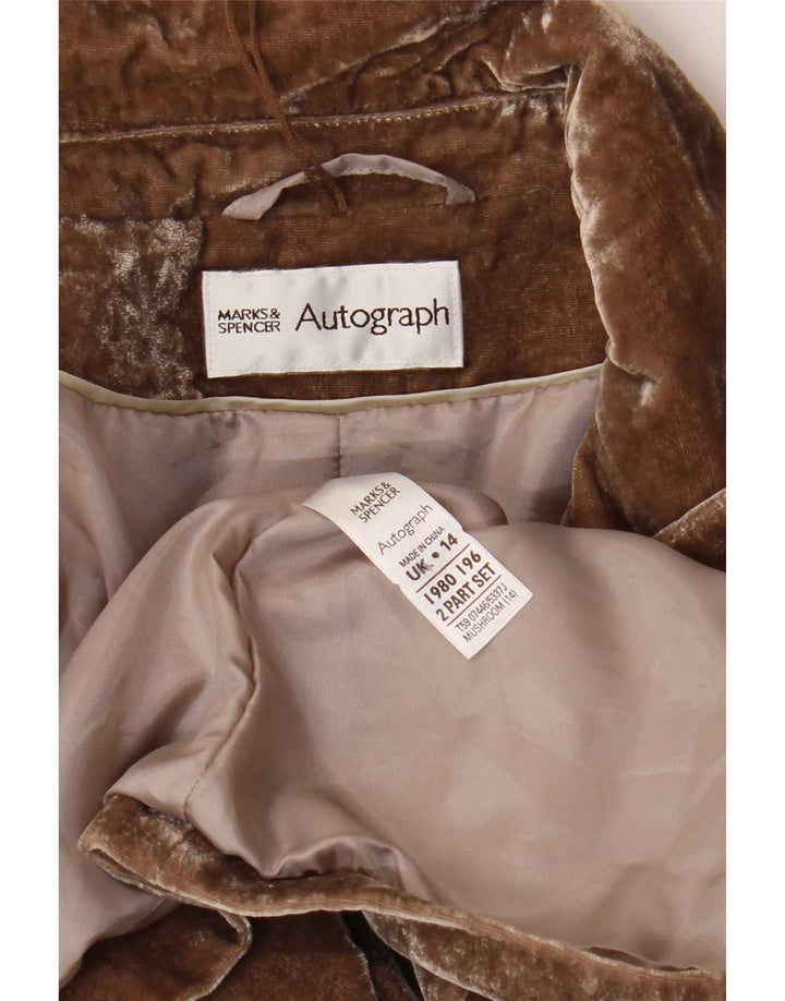 Jachetă pentru femei Marks & Spencer Autograph Velvet Blazer UK 14 Maro Mediu