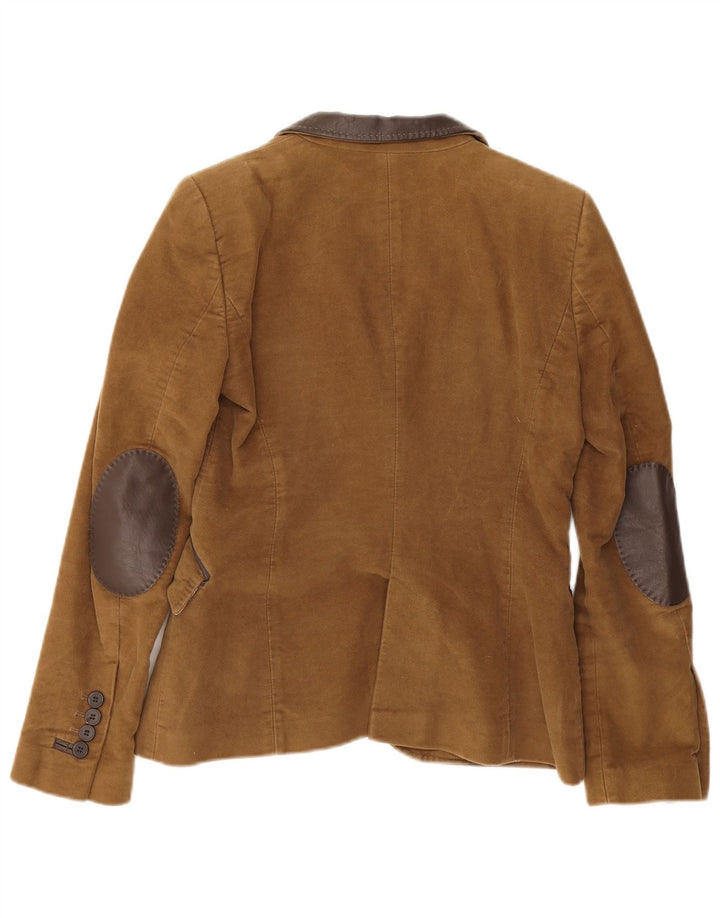 Blazer pentru femei Zara cu 2 nasturi, UK 10, bumbac maro mic