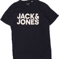 JACK & JONES Mens Graphic T-Shirt Top Medium Navy Blue Cotton Vintage Jack & Jones and Second-Hand Jack & Jones from Messina Hembry 