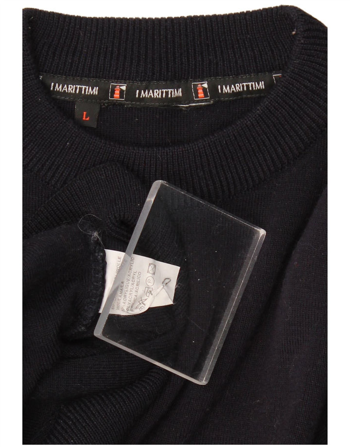 Pulover VINTAGE pentru bărbați, cu gât crew, bumbac mare, albastru bleumarin