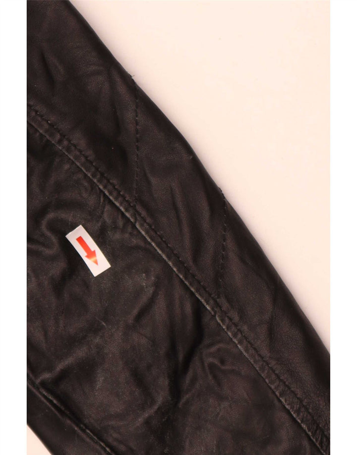 Jachetă Biker din piele Hogan pentru femei UK 12 Medium Black