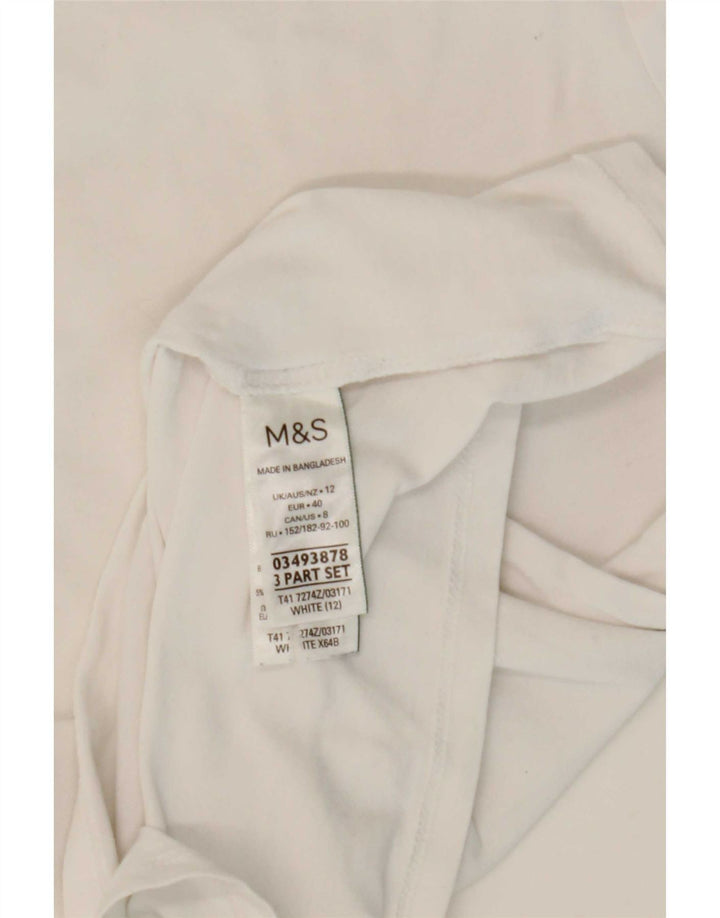 Marks & Spencer Top pentru femei cu mânecă lungă UK 12 Bumbac alb mediu