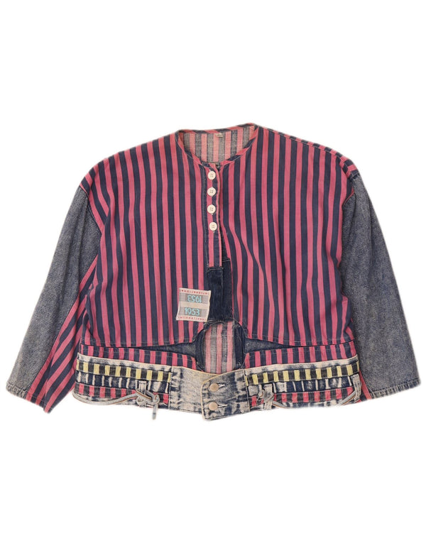 Top cardigan vintage pentru femei cu mâneci 3/4 EU 40/42 mediu bleumarin cu dungi