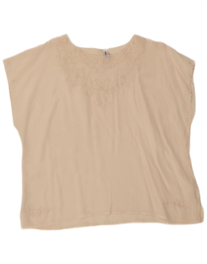 Bluză Vintage Femei Top IT 48 XL Mătase alb