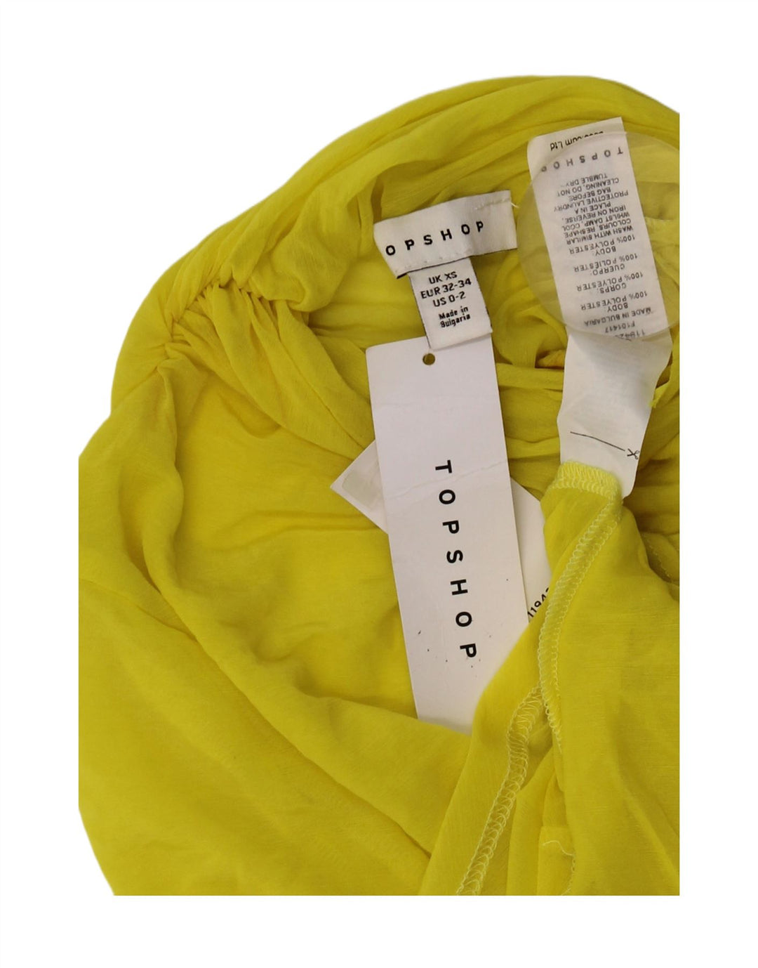 Topshop pentru femei, cu un umăr, transparent, UK 4/6 XS, poliester galben