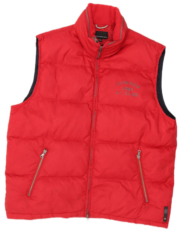 Gilet căptușit cu glugă pentru bărbați Calvin Klein Jeans UK 44 2XL Nylon roșu