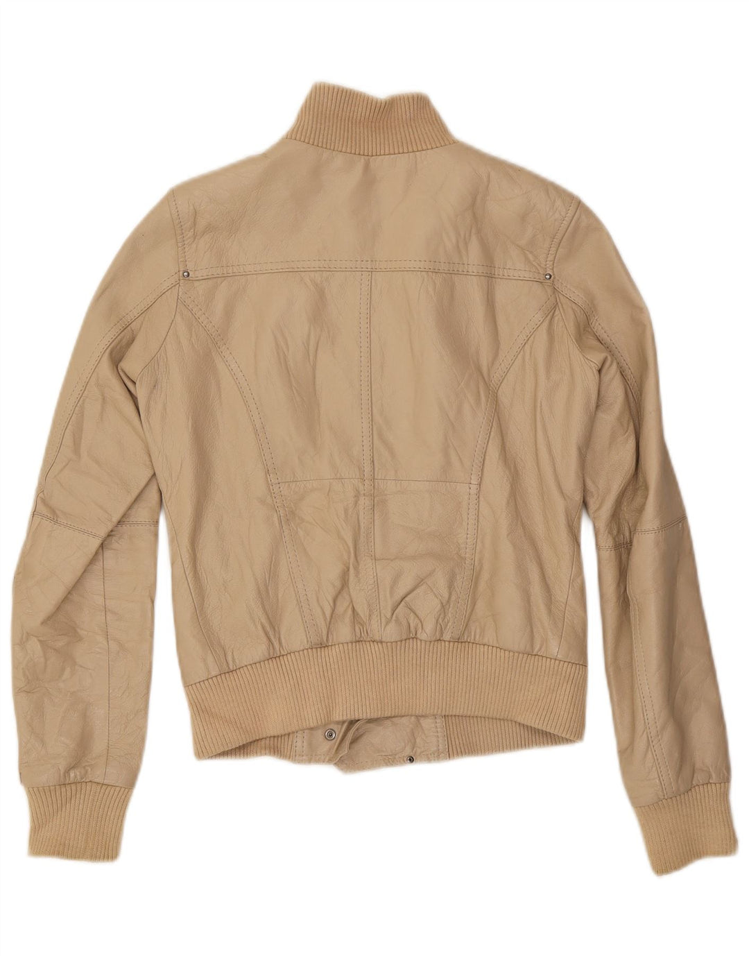 Geaca de piele vintage pentru femei UK 10 Small Beige