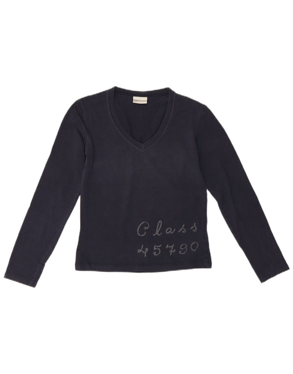 Murphy & Nye pentru femei Crop Graphic Top cu mânecă lungă UK 10 Small Bleumarin